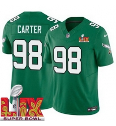 Youth Philadelphia Eagles Jalen Carter #98 Kelly Green 2024 2025 Super Bowl LIX F U S E Stitched NFL Jersey Youth Philadelphia Eagles Jalen Carter #98 Kelly Green 2024 2025 Super Bowl LIX F U S E Stitched NFL Jersey