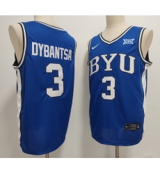 Men BYU Cougars Nike #3 AJ Dybantsa Blue Sttiched Basketball Jersey