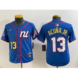 Youth National League 13 Ronald Acu F1a Jr  Blue 2025 All Star Edition Limited Stitched Baseball Jersey