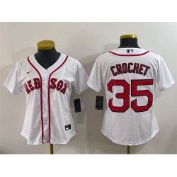 Women Boston Red Sox 35 Garrett Crochet White Cool Base Stitched Baseball Jersey 