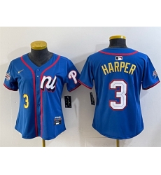 Women National League 3 Bryce Harper Blue 2025 All Star Edition Limited Stitched Baseball Jersey 