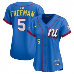 Women National League 5 Freddie Freeman Blue 2025 All Star Edition Limited Stitched Baseball Jersey 