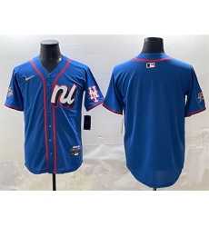 Men National League New York Mets Blank Blue 2025 All Star Edition Limited Stitched Baseball Jersey Men National League New York Mets Blank Blue 2025 All Star Edition Limited Stitched Baseball Jersey