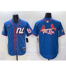 Men National League St Louis Cardinals Team Big Logo Blue 2025 All Star Edition Limited Stitched Baseball Jersey Men National League St Louis Cardinals Team Big Logo Blue 2025 All Star Edition Limited Stitched Baseball Jersey