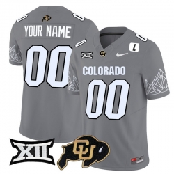 Men Women Youth Colorado Buffaloes Gray Vapor Limited Custom Jersey V2 Big 12 XII Patch All Stitched White Patch