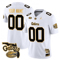 Men Women Youth Florida Gators 2024 Florida Patch Gold Vapor Limited Custom Jersey All stitched White Gold