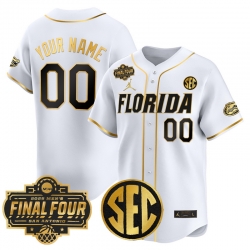 Men Women Youth Florida Gators 2025 Final Four Patch Vapor Baseball Custom Jersey All Stitched White Gold