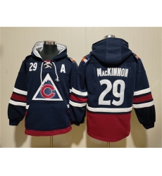 Men Colorado Avalanche 29 Nathan MacKinnon Navy All Stitched Sweatshirt Hoodie