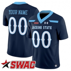 Men Jackson State Tigers ACTIVE PLAYER Custom Navy 2025 F U S E  Vapor Limited Stitched Football Jersey