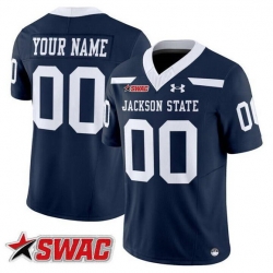 Men Jackson State Tigers ACTIVE PLAYER Custom Navy 2026 F U S E  Vapor Limited Stitched Football Jersey