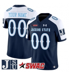 Men Jackson State Tigers ACTIVE PLAYER Custom Navy Alternate 2025 F U S E  Vapor Limited Stitched Football Jersey