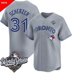 Men Toronto Blue Jays 31 Max Scherzer Gray Cool Base Stitched Baseball Jersey