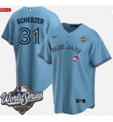 Men Toronto Blue Jays 31 Max Scherzer Light Blue Cool Base Stitched Baseball Jersey