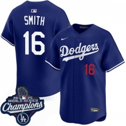 Men Los Angeles Dodgers 16 Will Smith Cool Base 2025 World Champions Stitched Baseball Jersey Blue