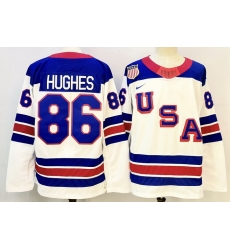 Men's USA #86 Jack Hughes White 2026 Stitched Jersey