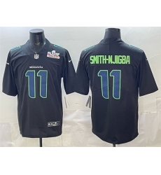 Men Seattle Seahawks 11 Jaxon Smith Njigba Black 2025 Super Bowl LX Patch Carbon Fashion Vapor Untouchable Limited Stitched Football Jersey