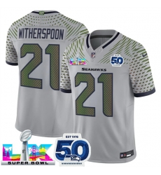 Men Seattle Seahawks 21 Devon Witherspoon Royal 2025 F U S E Super Bowl LX Patch And 50th Season Patch Rivalries Vapor Limited Stitched Football Jersey Men Seattle Seahawks 21 Devon Witherspoon Royal 2025 F U S E Super Bowl LX Patch And 50th Season Patch Rivalries Vapor Limited Stitched Football Jersey