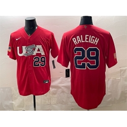 Men USA Baseball 29 Cal Raleigh 2023 Red World Baseball Classic Stitched Jersey