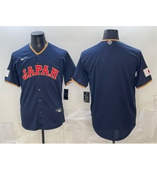 Men Japan Baseball Blank Navy 2026 World Baseball Classic Road Stadium Stitched Jersey