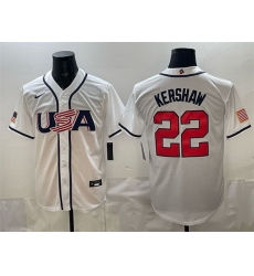Men USA Baseball  22 Clayton Kershaw White 2026 World Baseball Classic Home Stadium Stitched Jersey