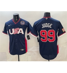 Men USA Baseball  99 Aaron Judge Navy 2026 World Baseball Classic United States 250th Anniversary Patch Road Stadium Stitched Jersey