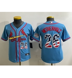Youth St Louis Cardinals 26 JJ Wetherholt Blue USA 250 Fourth of July Stitched Baseball Jersey Youth St Louis Cardinals 26 JJ Wetherholt Blue USA 250 Fourth of July Stitched Baseball Jersey