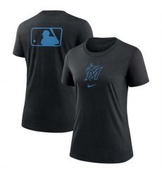 Women Miami Marlins Black Early Work Tri Blend Dri FIT T Shirt