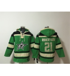 Men Dallas Stars  21 Jason Robertson Green Lace Up Pullover Hoodie