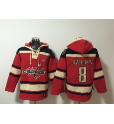 Men Washington Capitals 8 Alex Ovechkin Red Ageless Must Have Lace Up Pullover Hoodie